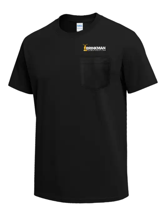 Black Heavyweight 6.1 oz Pocket T-Shirt w/Brinkman Construction Logo