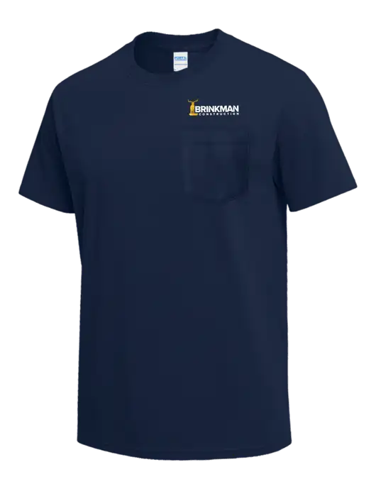 Navy Heavyweight 6.1 oz Pocket T-Shirt w/Brinkman Construction Logo