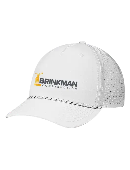 Richardson Laser Perf Performance White/White-Black Rope Cap w/Brinkman Construction Logo