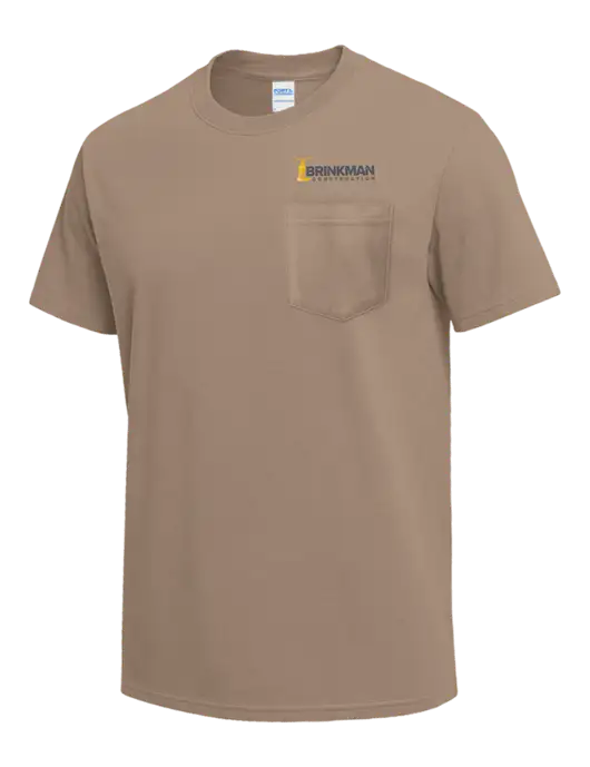 Dark Tan Heavyweight 6.1 oz Pocket T-Shirt w/Brinkman Construction Logo