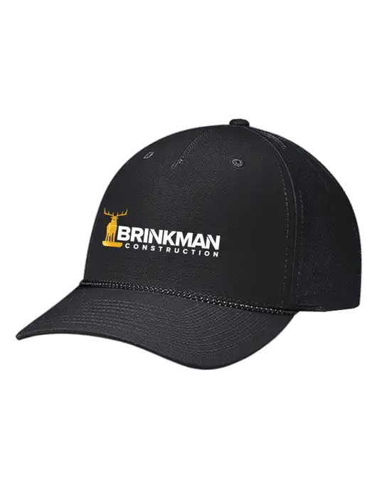 Richardson Laser Perf Performance Black/Black-Grey Rope Cap w/Brinkman Construction Logo