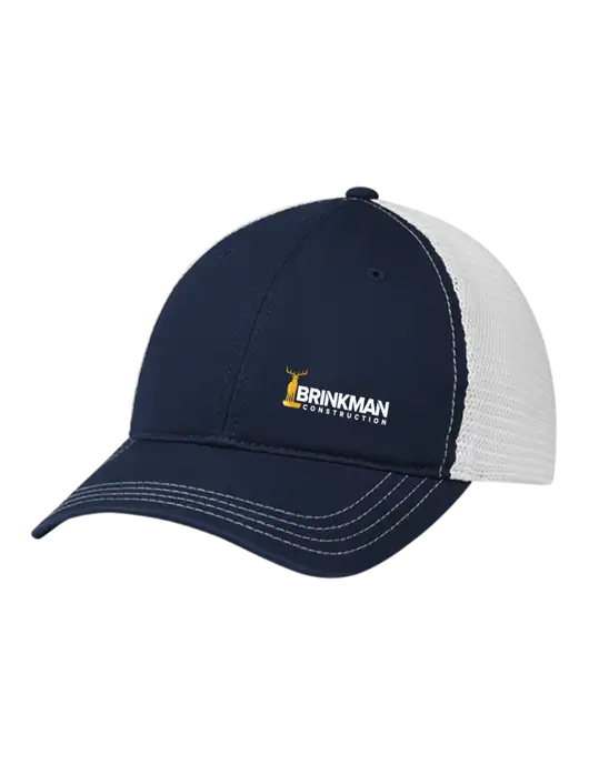 Richardson 111 Garment Washed Trucker Cap Navy w/White Mesh w/Brinkman Construction Logo