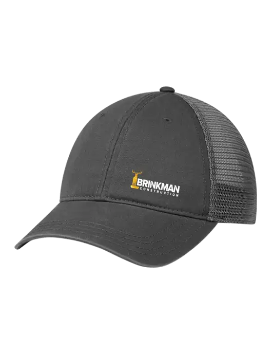 Richardson 111 Garment Washed Trucker Cap Charcoal w/Charcoal Mesh w/Brinkman Construction Logo