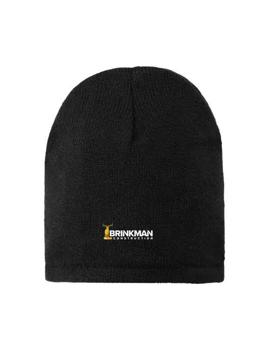 Black Fleece-Lined Beanie Cap w/Brinkman Construction Logo