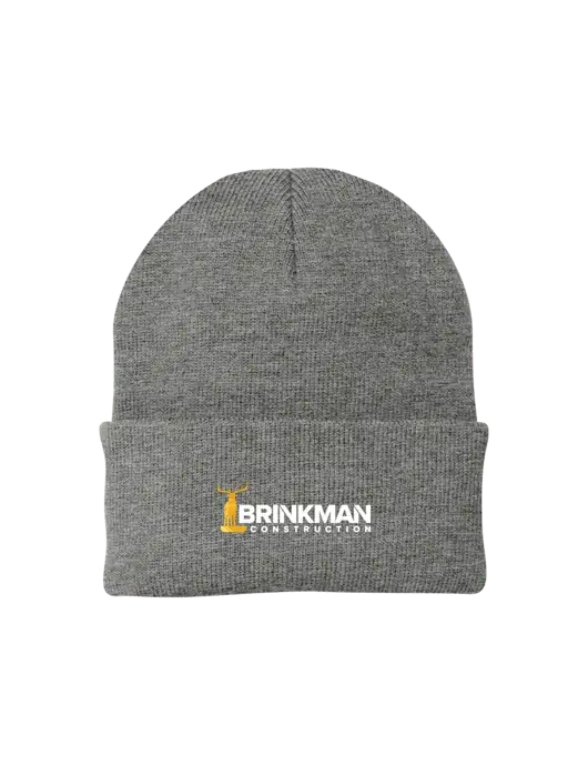 Medium Grey Heather Knit Cap w/Brinkman Construction Logo