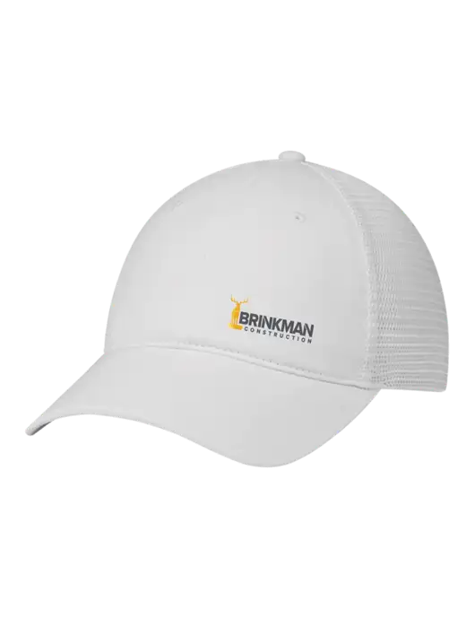Richardson 111 Garment Washed Trucker Cap White w/White Mesh w/Brinkman Construction Logo