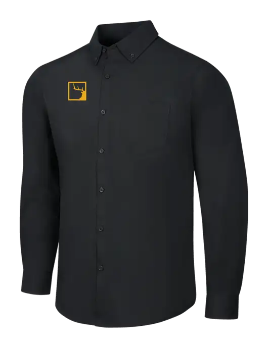 Black Long Sleeve Carefree Poplin Shirt w/Gus In A Box Logo
