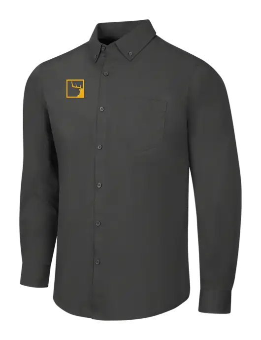 Dark Grey Long Sleeve Carefree Poplin Shirt w/Gus In A Box Logo