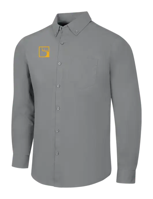 Medium Grey Long Sleeve Carefree Poplin Shirt w/Gus In A Box Logo