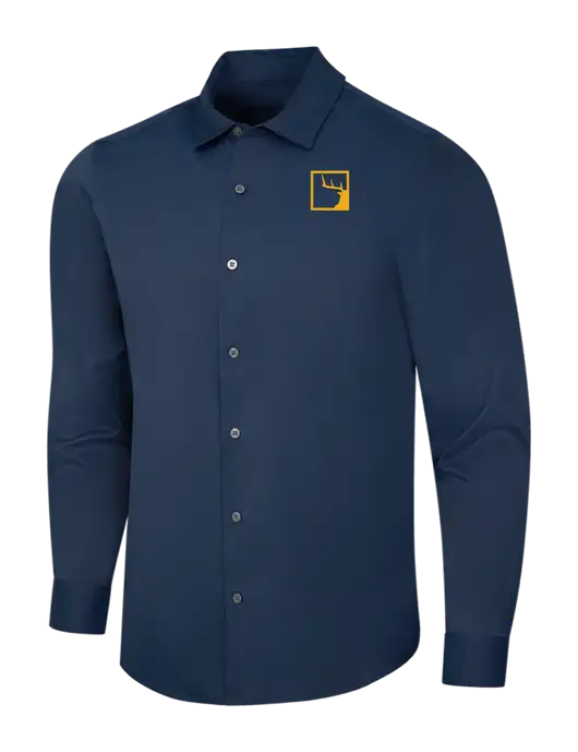 Navy City Stretch Shirt w/Gus In A Box Logo