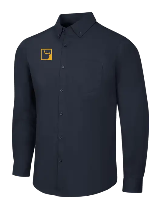 Navy Long Sleeve Carefree Poplin Shirt w/Gus In A Box Logo