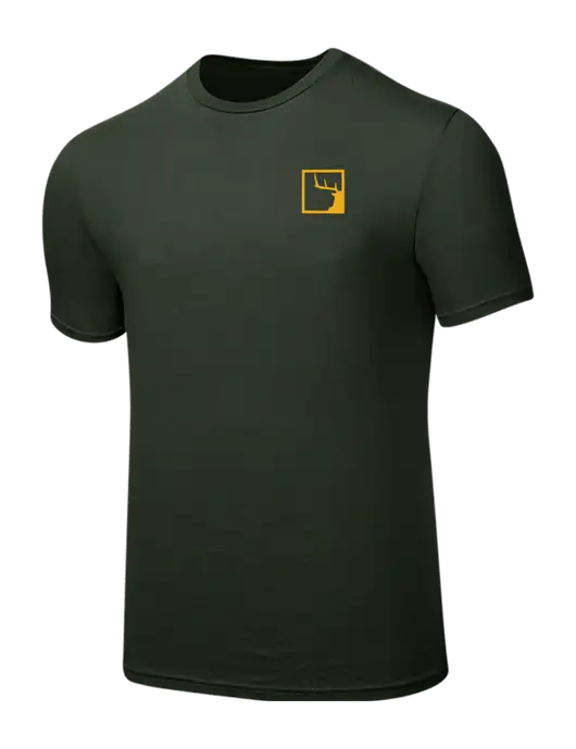 Seriously Soft Dark Olive T-Shirt w/Gus In A Box Logo