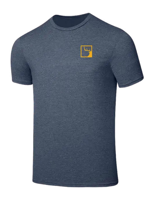 Seriously Soft Heathered Navy T-Shirt w/Gus In A Box Logo