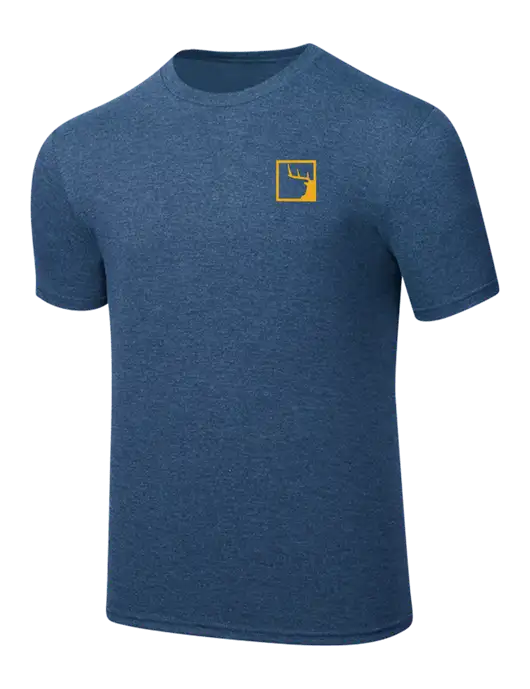 Simply Soft Heathered Navy 4.5oz  Poly/Combed Ring Spun Cotton T-Shirt w/Gus In A Box Logo