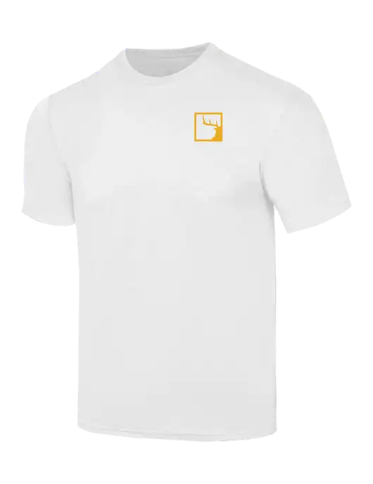 Simply Soft White 4.5oz  Poly/Combed Ring Spun Cotton T-Shirt w/Gus In A Box Logo