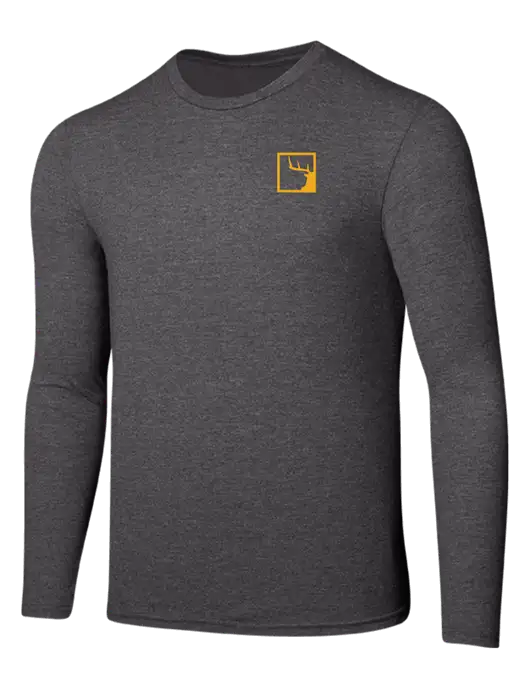 Seriously Soft Heathered Charcoal Long Sleeve T-Shirt w/Gus In A Box Logo