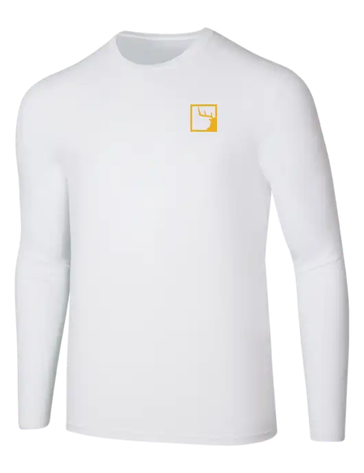 Seriously Soft White Long Sleeve T-Shirt w/Gus In A Box Logo