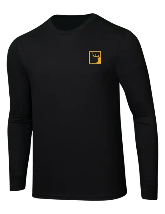Simply Soft Long Sleeve Black 4.5 oz, Poly/Combed Ring Spun Cotton T-Shirt w/Gus In A Box Logo