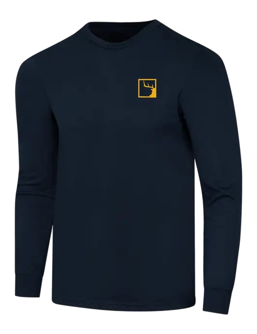 Simply Soft Long Sleeve Navy 4.5 oz, Poly/Combed Ring Spun Cotton T-Shirt w/Gus In A Box Logo