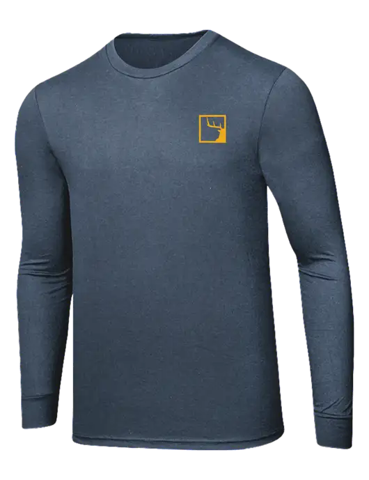 Simply Soft Long Sleeve Navy Frost 4.5 oz, Poly/Combed Ring Spun Cotton T-Shirt w/Gus In A Box Logo