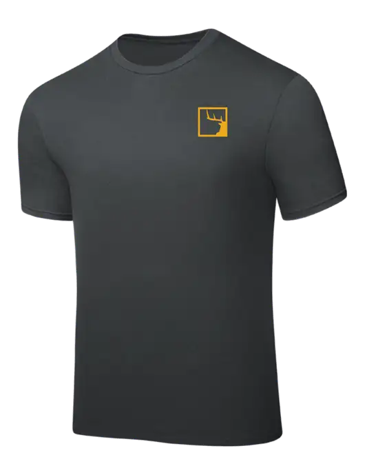 Dark Grey PosiCharge Competitor Tee w/Gus In A Box Logo