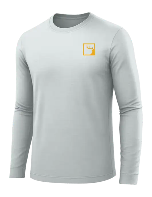 Long Sleeve Light Grey PosiCharge Competitor Tee w/Gus In A Box Logo