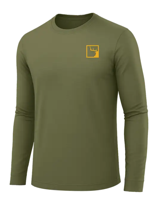 Long Sleeve Light Olive PosiCharge Competitor Tee w/Gus In A Box Logo