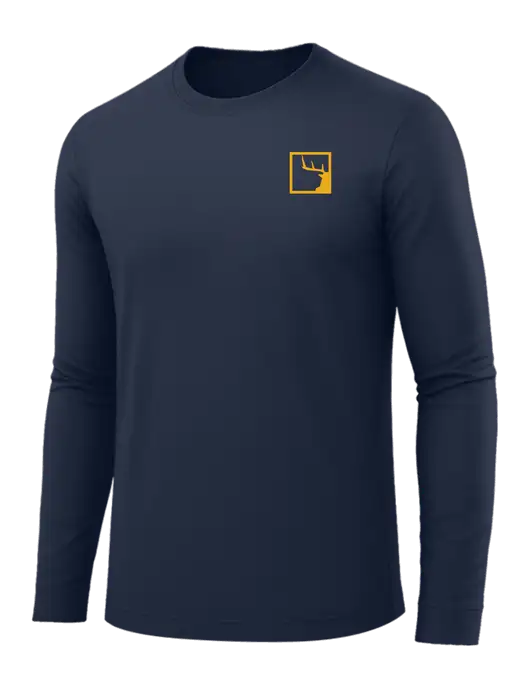 Long Sleeve Navy PosiCharge Competitor Tee w/Gus In A Box Logo