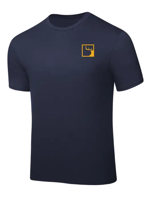 Navy PosiCharge Competitor Tee w/Gus In A Box Logo