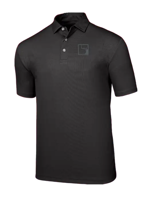 Callaway Birdseye Black Polo w/Gus In A Box Logo