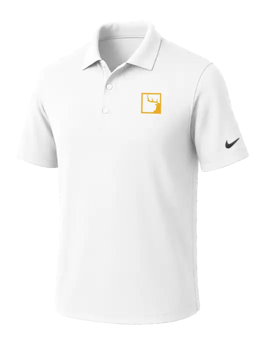 NIKE White Dri-Fit Micro Pique Polo w/Gus In A Box Logo