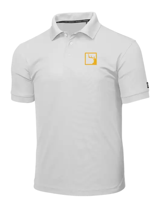 OGIO Bright White Caliber 2.0 Polo w/Gus In A Box Logo