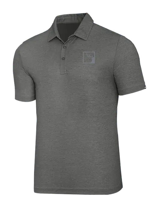 TravisMathew Grey Heather Oceanside Polo w/Gus In A Box Logo