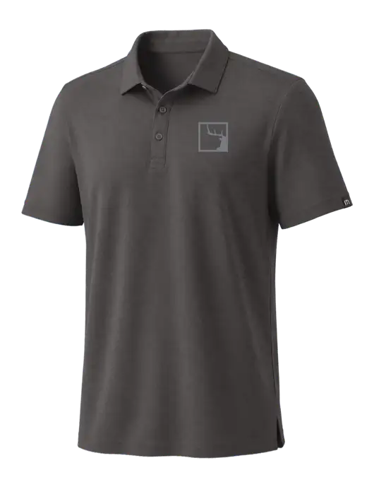TravisMathew Med Dark Grey Coto Performance Polo w/Gus In A Box Logo