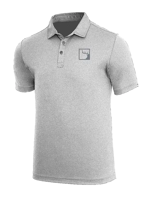 TravisMathew Medium Grey Heather Coto Performance Polo w/Gus In A Box Logo