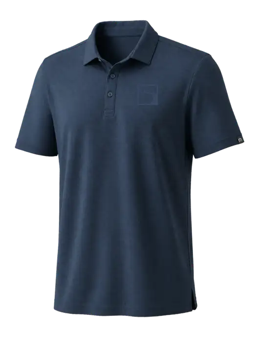 TravisMathew Navy Coto Performance Polo w/Gus In A Box Logo