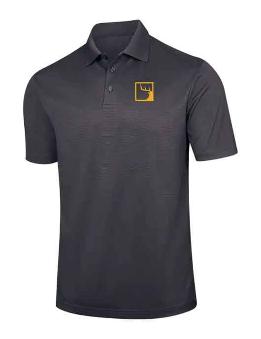 Dark Grey Performance Fine Jacquard Polo w/Gus In A Box Logo