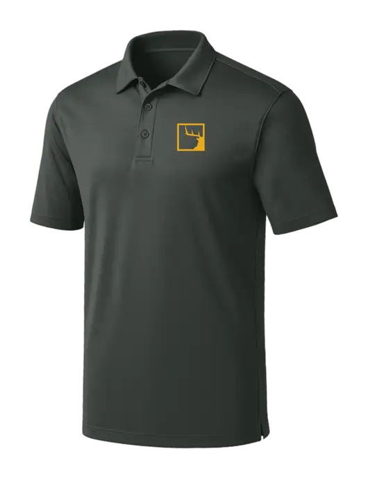 Dark Grey Silk Touch Performance Polo w/Gus In A Box Logo