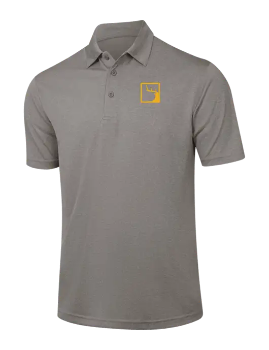 Medium Grey Heather Contender Polo w/Gus In A Box Logo