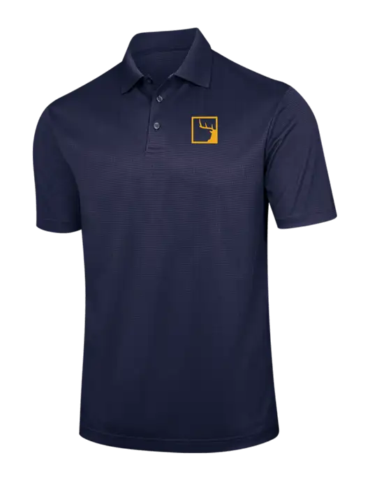 Navy Performance Fine Jacquard Polo w/Gus In A Box Logo