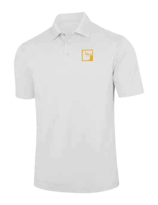 White Performance Fine Jacquard Polo w/Gus In A Box Logo