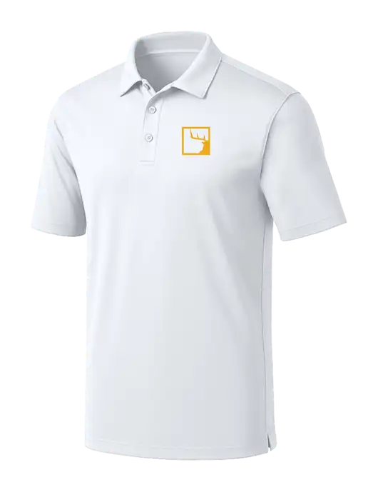 White Silk Touch Performance Polo w/Gus In A Box Logo