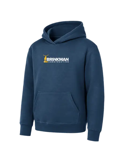 Youth Navy 7.8 oz Pullover Hooded Sweatshirt w/Brinkman Construction Logo