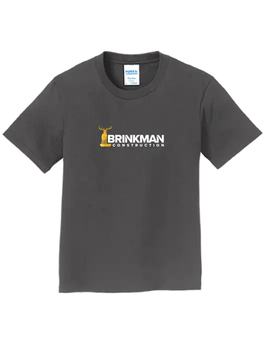 Youth Ring Spun Charcoal 4.5 oz T-Shirt w/Brinkman Construction Logo