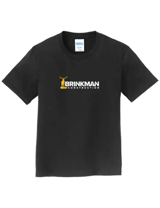 Youth Ring Spun Jet Black 4.5 oz T-Shirt w/Brinkman Construction Logo