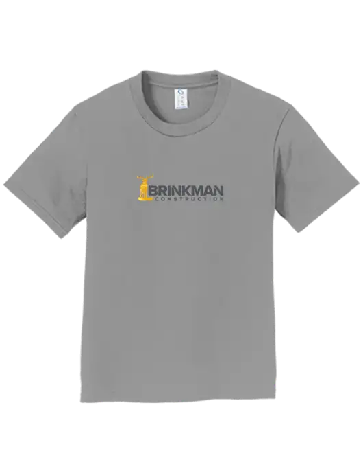Youth Ring Spun Medium Grey 4.5 oz T-Shirt w/Brinkman Construction Logo