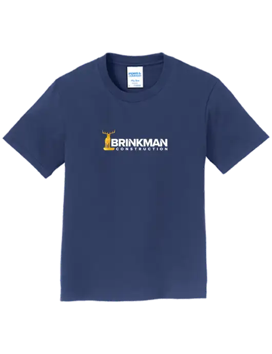 Youth Ring Spun Navy 4.5 oz T-Shirt w/Brinkman Construction Logo