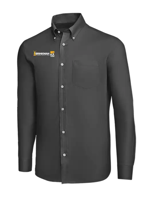 Brooks Brothers Dark Grey Wrinkle-Free Stretch Nailhead Shirt w/Brinkman Construction 20th Logo