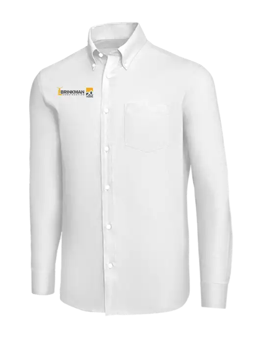 Brooks Brothers White Wrinkle-Free Stretch Nailhead Shirt w/Brinkman Construction 20th Logo