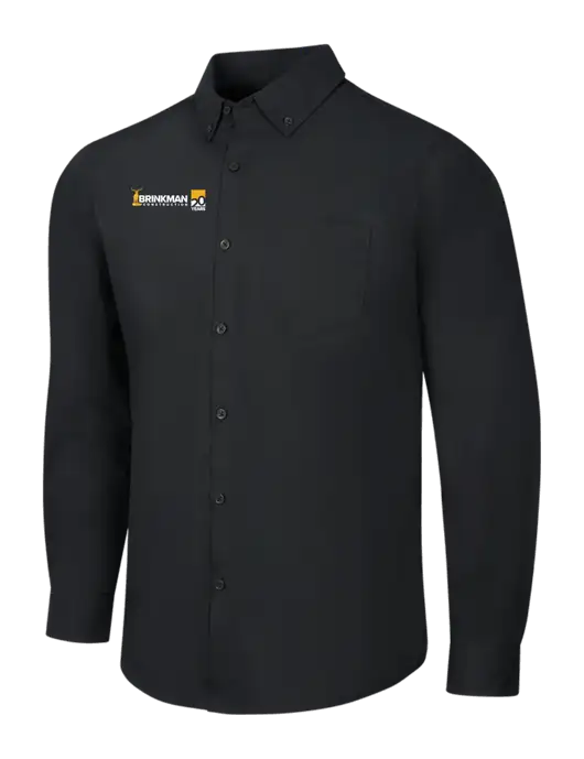 Black Long Sleeve Carefree Poplin Shirt w/Brinkman Construction 20th Logo